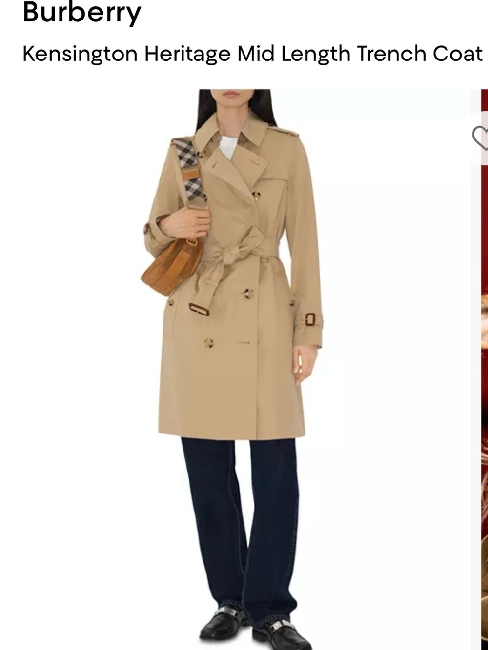 Burberry Kensington Heritage Mid Length Trench Coat Beige size 4